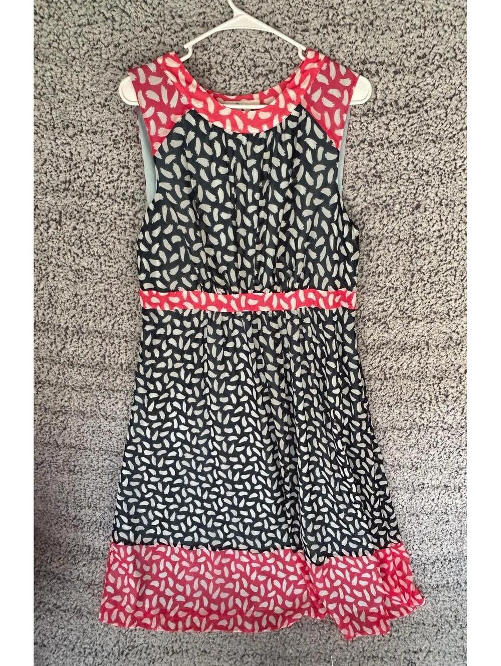 Boden Sylvie Brush Stroke Dress Navy/Pink Sz 12 Spring Lightweight Midi NWT $198